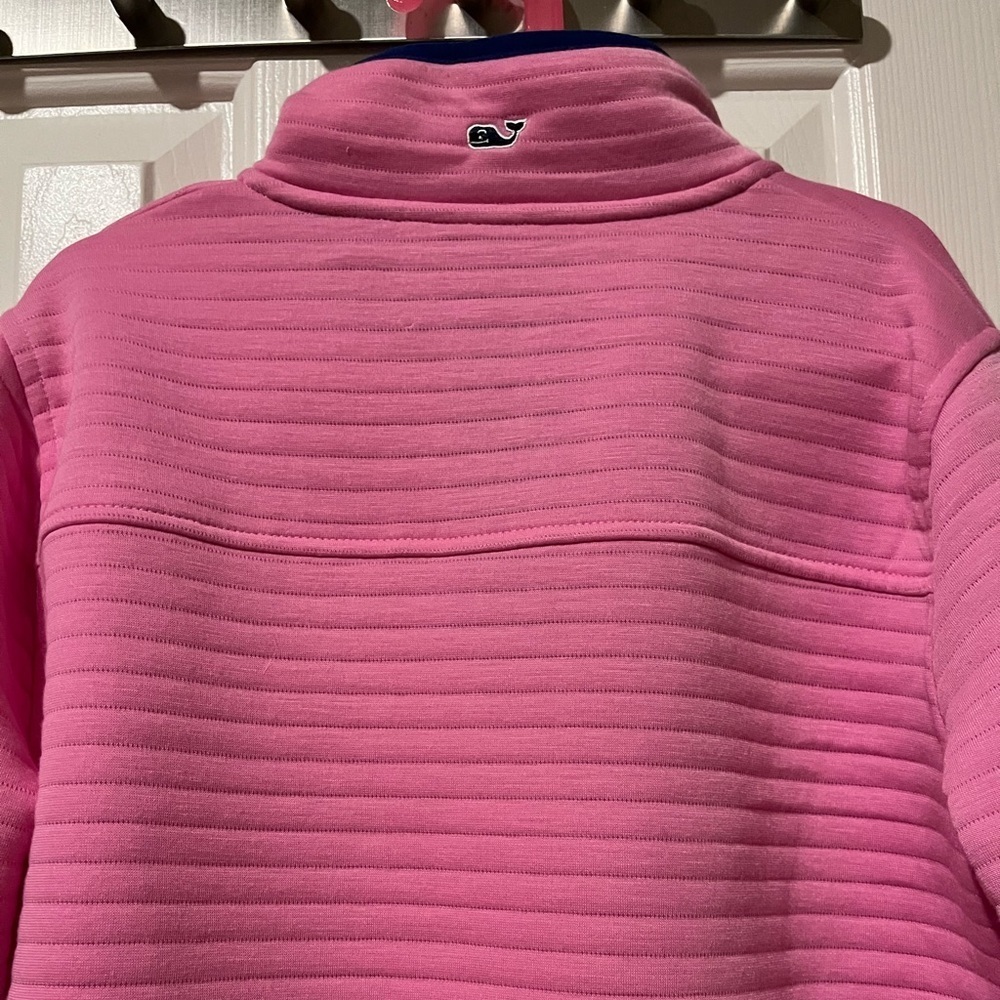 Vineyard Vines size L (14) pink/navy pullover with snap up mock neckline - Picture 13 of 13